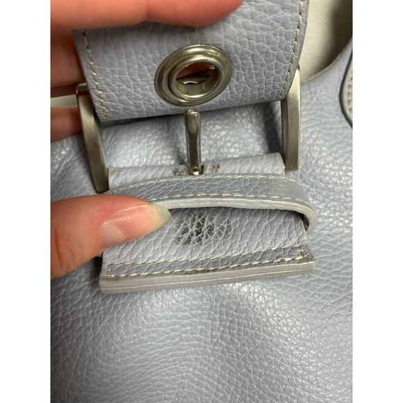 PRADA Vitello Daino Moon Shoulder Bag Purse Buckle Small Leather Purple Blue - Picture 4 of 14